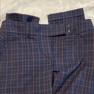 LOFT Plaid Ankle Pants in Navy and Brown